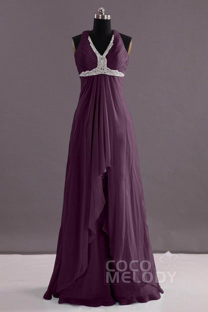 Sheath-Column Floor Length Chiffon Evening Dress COEF14001