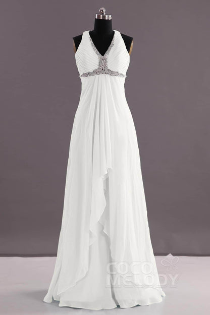 Sheath-Column Floor Length Chiffon Evening Dress COEF14001