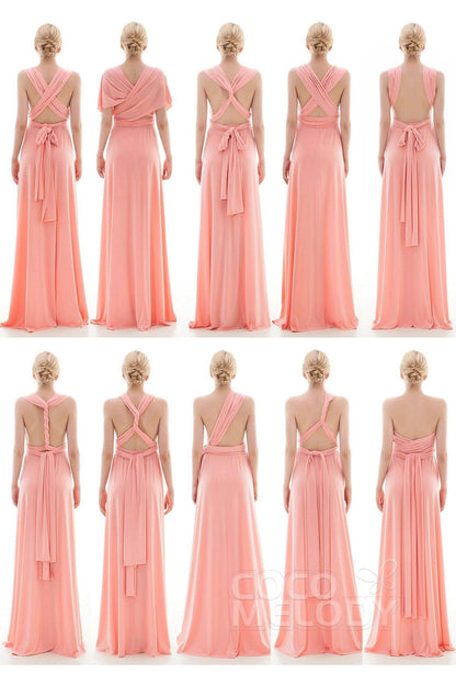 Sheath Floor Length Knitted Bridesmaid Dress COEF16001PS
