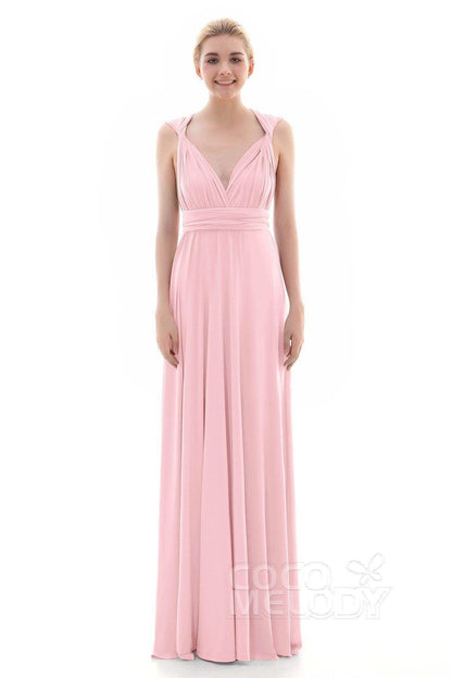 Sheath Floor Length Knitted Bridesmaid Dress COEF16001PS