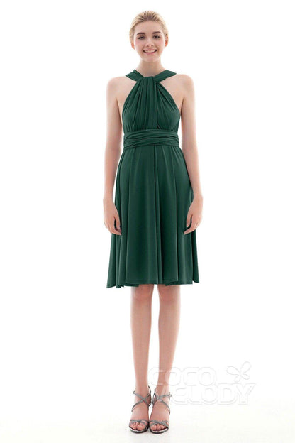 Sheath Knee Length Knitted Fabric Bridesmaid Dress COEK16002