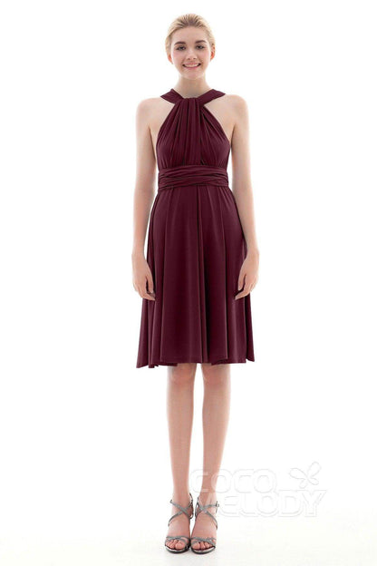 Sheath Knee Length Knitted Fabric Bridesmaid Dress COEK16002