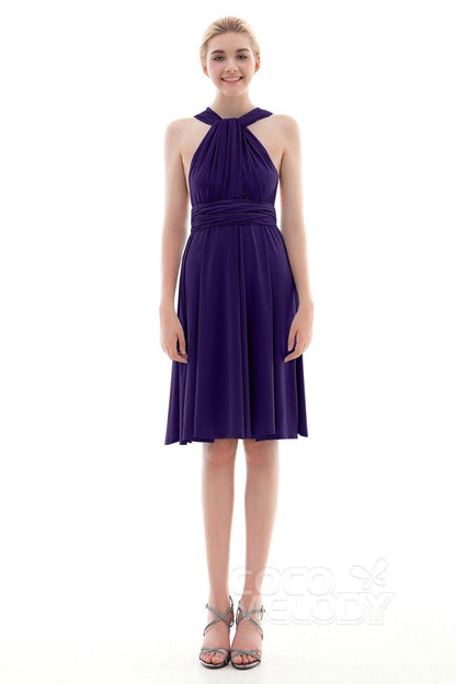 Sheath Knee Length Knitted Fabric Bridesmaid Dress COEK16002