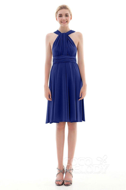 Sheath Knee Length Knitted Fabric Bridesmaid Dress COEK16002