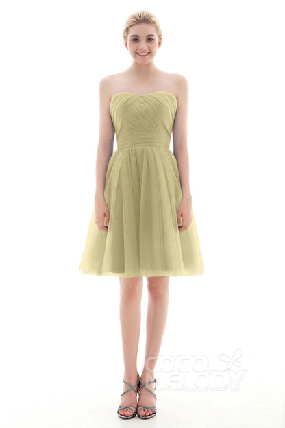 A-Line Short-Mini Tulle Bridesmaid Dress COLM16001