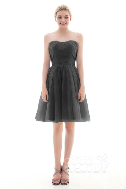 A-Line Short-Mini Tulle Bridesmaid Dress COLM16001