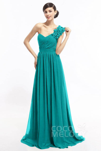 Sheath Sweep-Brush Train Chiffon Evening Dresses COLT14007