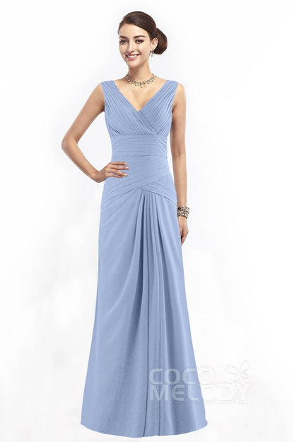 Sheath Floor Length Chiffon Bridesmaid Dress COZF1401E