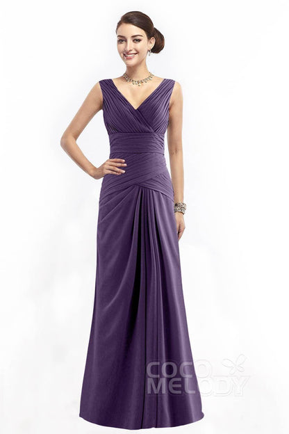 Sheath Floor Length Chiffon Bridesmaid Dress COZF1401E