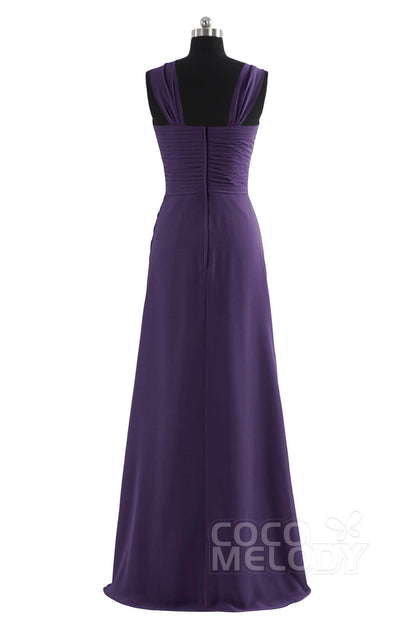 Sheath Floor Length Chiffon Bridesmaid Dress COZF1401F