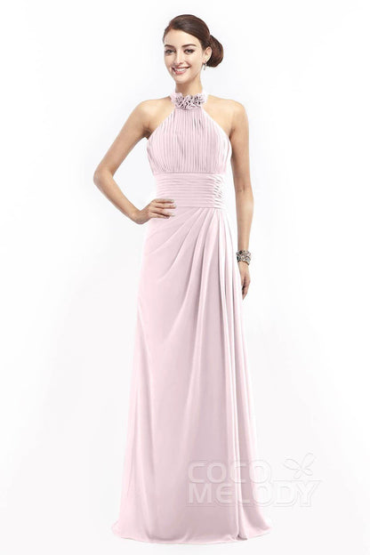 Sheath Floor Length Chiffon Bridesmaid Dress COZF14020