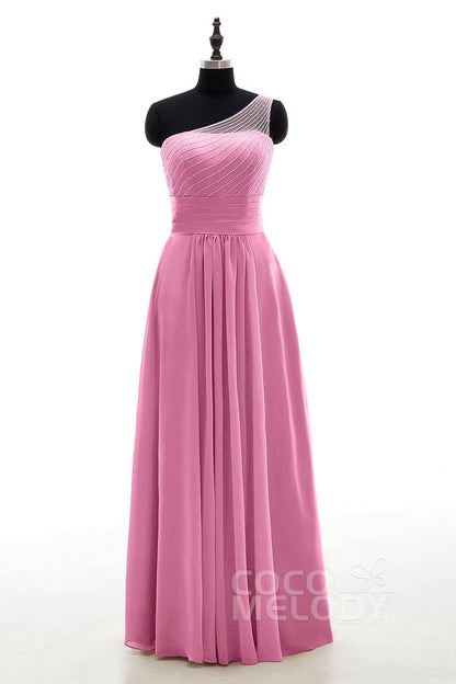 Sheath Floor Length Chiffon Bridesmaid Dress COZF1409A