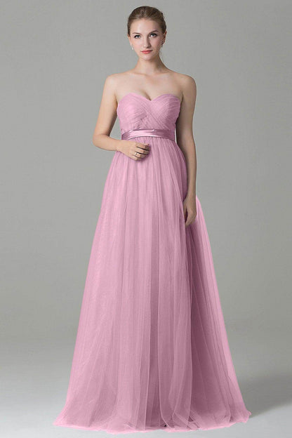 Sheath-Column Floor Length Tulle Bridesmaid Dress COZF1500B