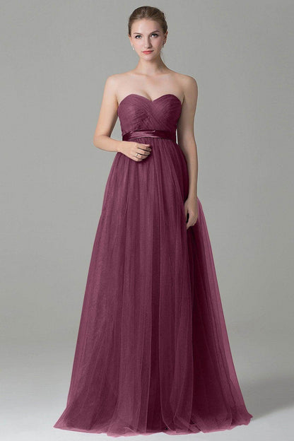 Sheath-Column Floor Length Tulle Bridesmaid Dress COZF1500B