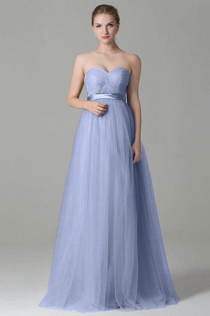 Sheath-Column Floor Length Tulle Bridesmaid Dress COZF1500B