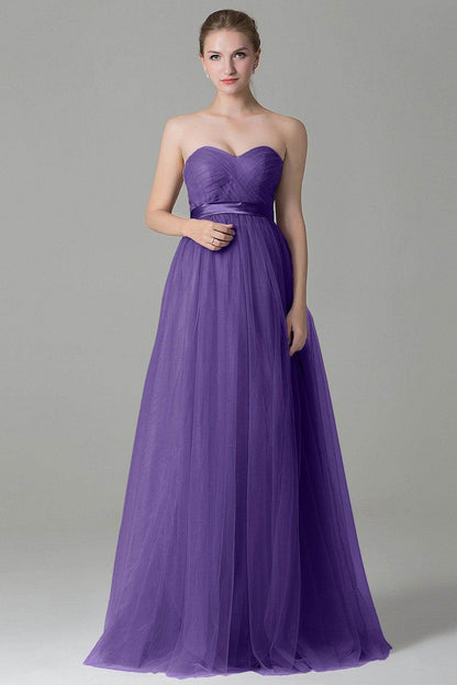 Sheath-Column Floor Length Tulle Bridesmaid Dress COZF1500B