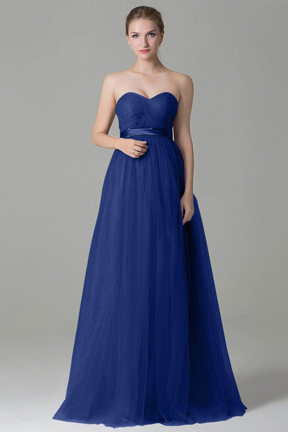 Sheath-Column Floor Length Tulle Bridesmaid Dress COZF1500B