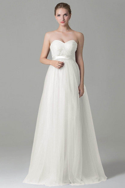 Sheath-Column Floor Length Tulle Bridesmaid Dress COZF1500B