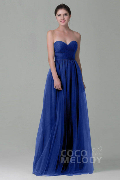 Sheath-Column Floor Length Tulle Bridesmaid Dress COZF1500E