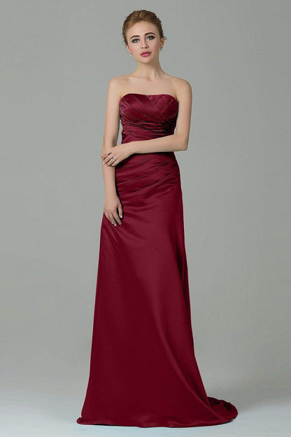 Sheath-Column Sweep Train Satin Bridesmaid Dress COZF15010