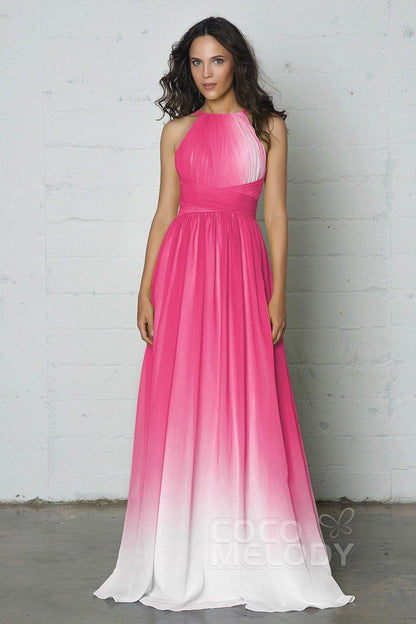 Sheath-Column Floor Length Chiffon Ombre Dress COZF17008