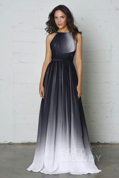 Sheath-Column Floor Length Chiffon Ombre Dress COZF17008