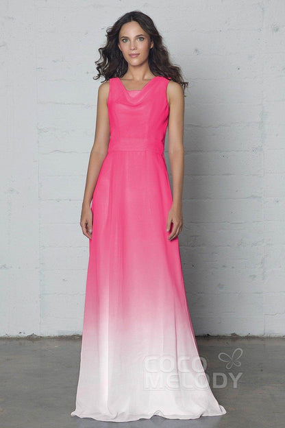Sheath-Column Floor Length Chiffon Ombre Dress COZF17009
