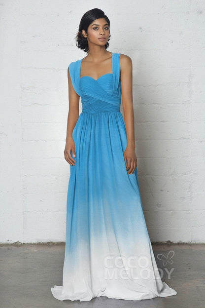 Sheath-Column Floor Length Chiffon Ombre Dress COZF17011