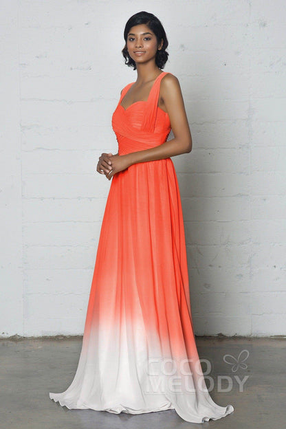 Sheath-Column Floor Length Chiffon Ombre Dress COZF17011