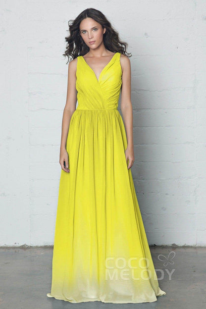 Sheath-Column Floor Length Chiffon Ombre Dress COZF17014