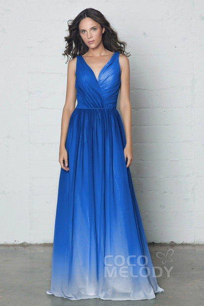 Sheath-Column Floor Length Chiffon Ombre Dress COZF17014