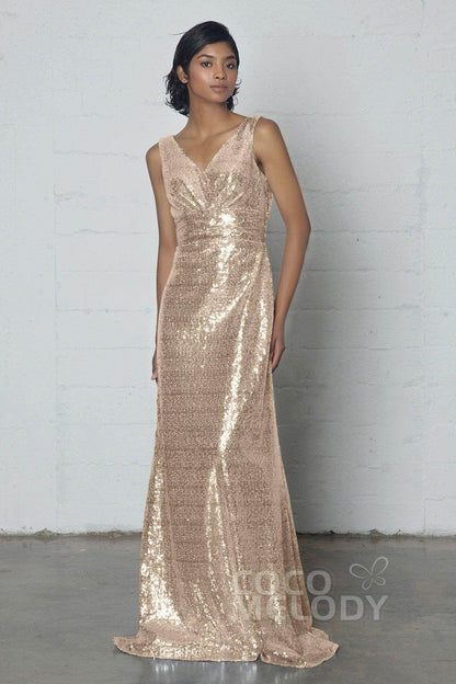 Sheath-Column Floor Length Sequined Dress COZF17021