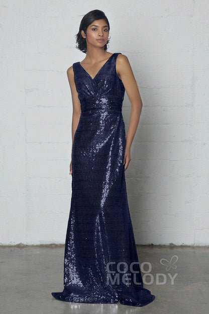 Sheath-Column Floor Length Sequined Dress COZF17021