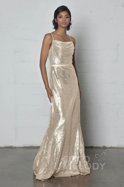 Sheath-Column Floor Length Sequined Dress COZF17023