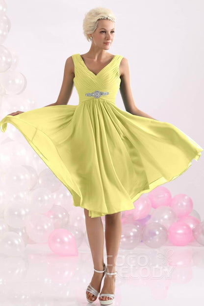 A-Line Knee Length Chiffon Bridesmaids Dress COZK1302A