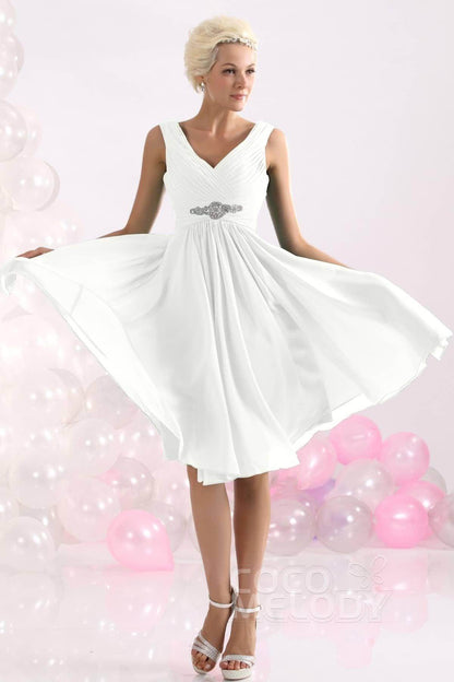 A-Line Knee Length Chiffon Bridesmaids Dress COZK1302A