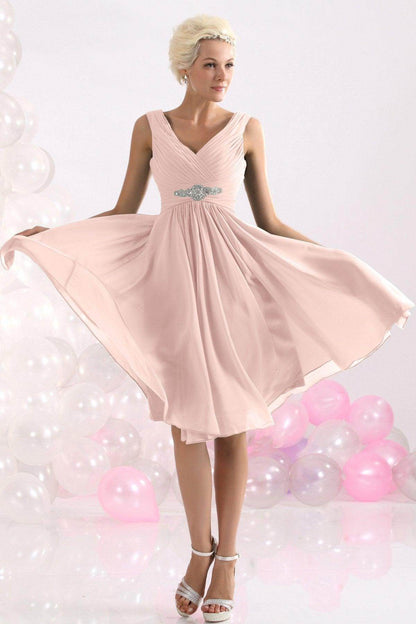 A-Line Knee Length Chiffon Bridesmaids Dress COZK1302A