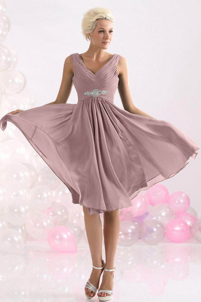 A-Line Knee Length Chiffon Bridesmaids Dress COZK1302A