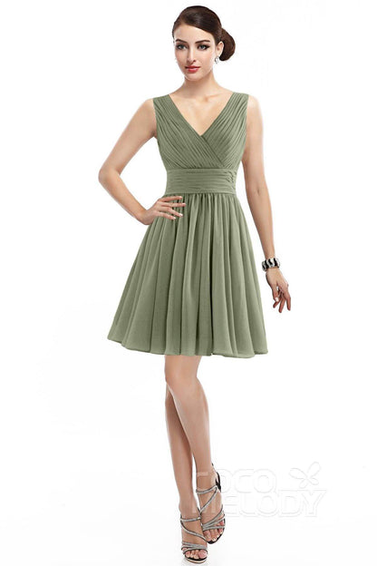 A-Line Short Mini Chiffon Bridesmaid Dress COZK14019