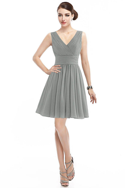 A-Line Short Mini Chiffon Bridesmaid Dress COZK14019