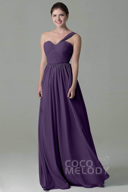 Sheath Floor Length Chiffon Bridesmaid Dress COZK15009