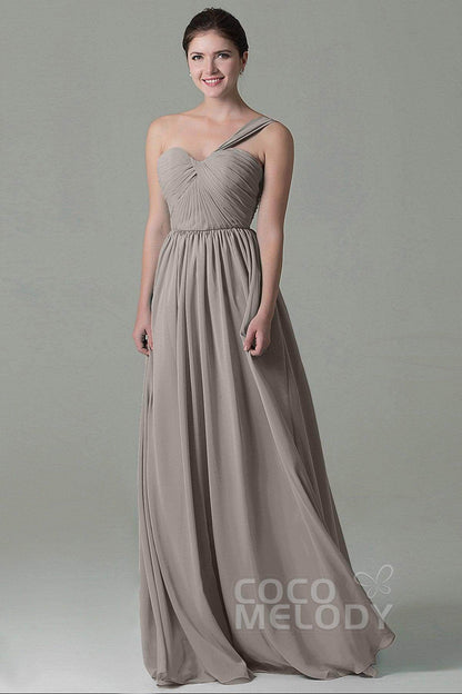 Sheath Floor Length Chiffon Bridesmaid Dress COZK15009