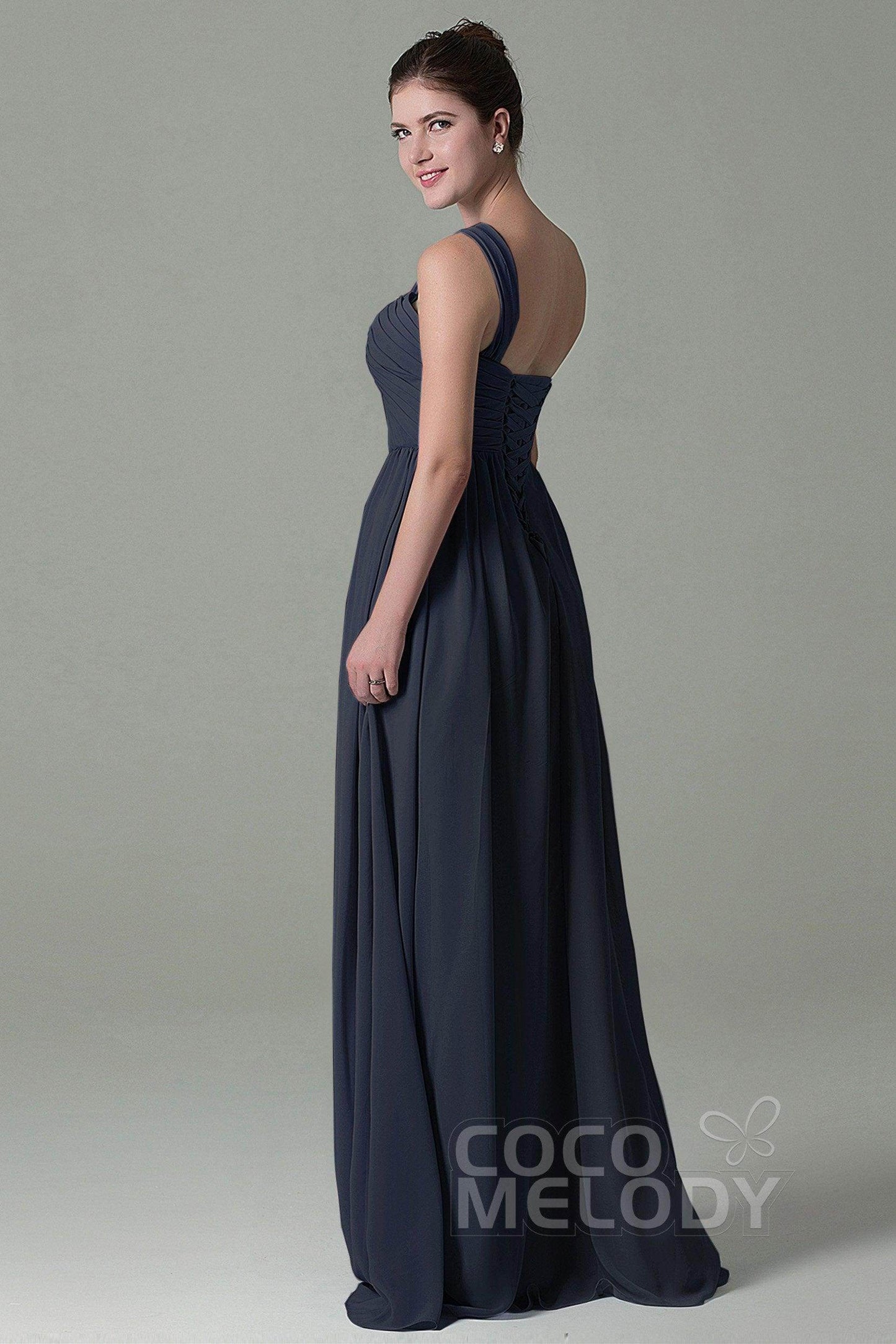 Sheath Floor Length Chiffon Bridesmaid Dress COZK15009