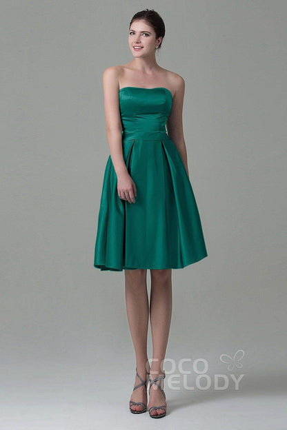 A-Line Knee Length Satin Bridesmaid Dress COZK1500A