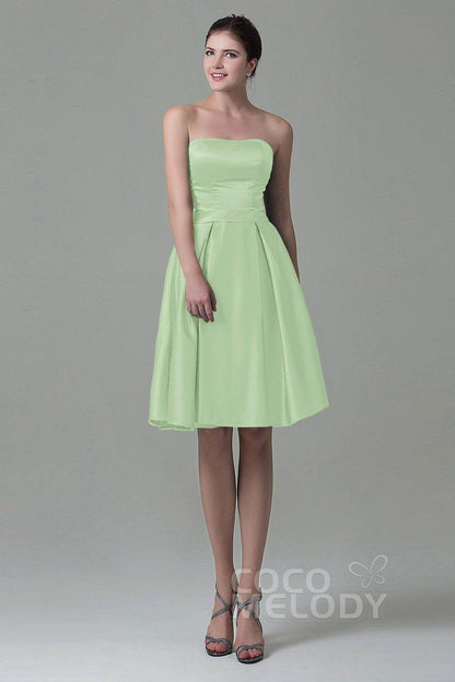 A-Line Knee Length Satin Bridesmaid Dress COZK1500A
