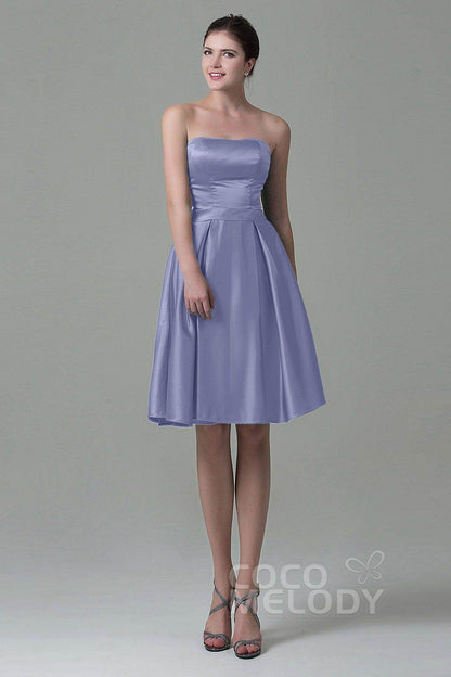 A-Line Knee Length Satin Bridesmaid Dress COZK1500A
