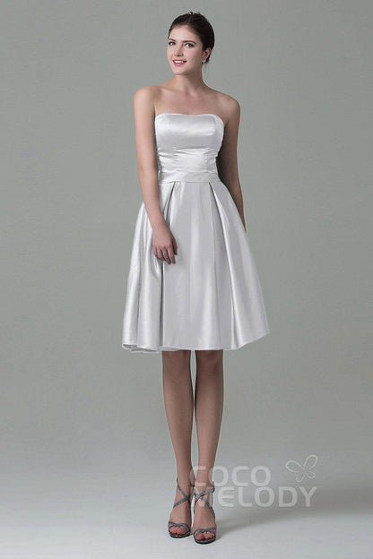 A-Line Knee Length Satin Bridesmaid Dress COZK1500A