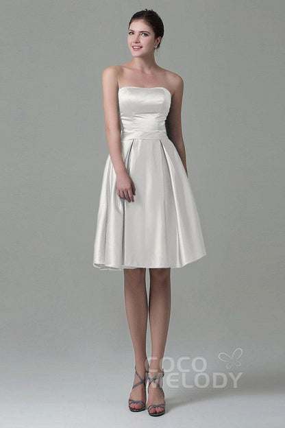 A-Line Knee Length Satin Bridesmaid Dress COZK1500A