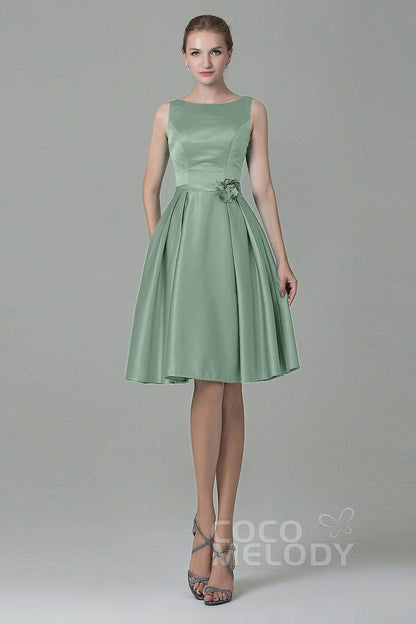 A-Line Knee Length Satin Bridesmaid Dress COZK1500B
