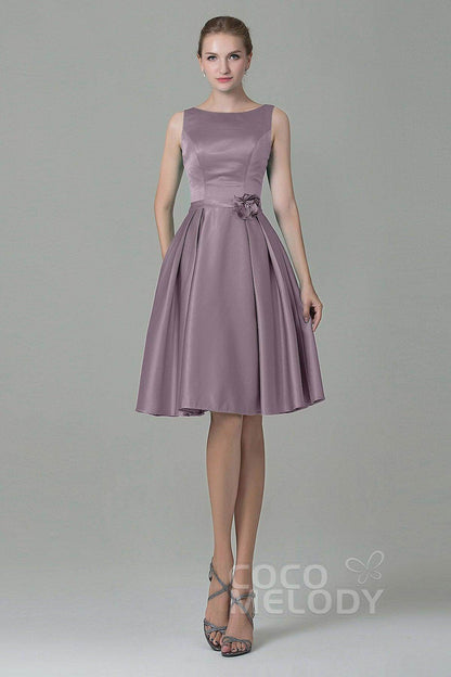 A-Line Knee Length Satin Bridesmaid Dress COZK1500B